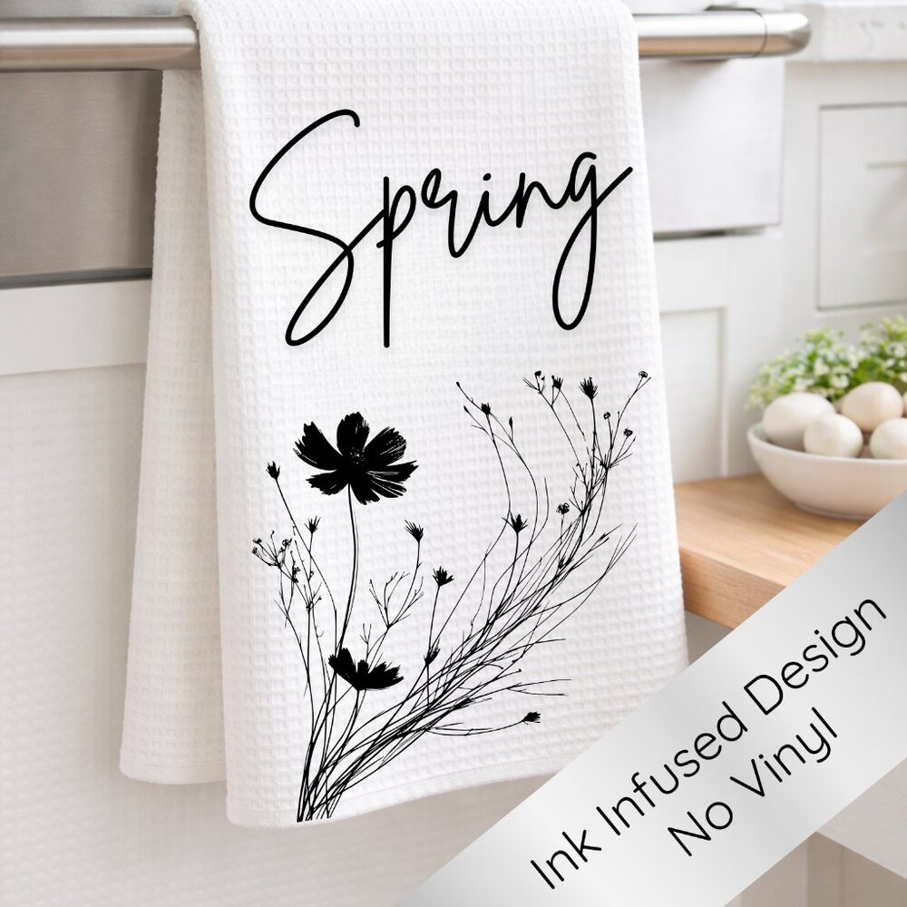 White Tea Towel, Kitchen Towel, Spring Decor